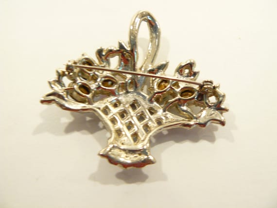 Gorgeous Vintage Rhinestone Figural Flower Basket… - image 4