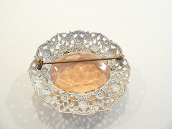 Beautiful Vintage Art Deco Faceted Apricot Glass … - image 4