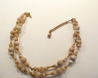 Vintage Coro Double Strand Faux Agate Necklace