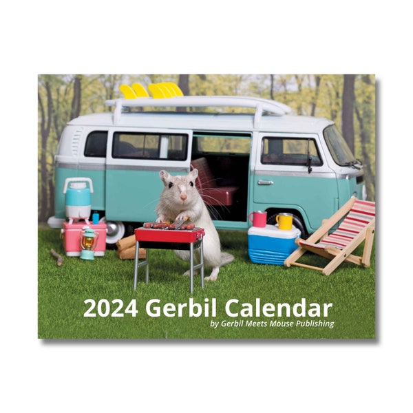 2024 Gerbil Wall Calendar | Rodents Miniatures Dollshouse Rat Hamster Rement 1:6 scale Unique Gift Day Planner Food Mouse