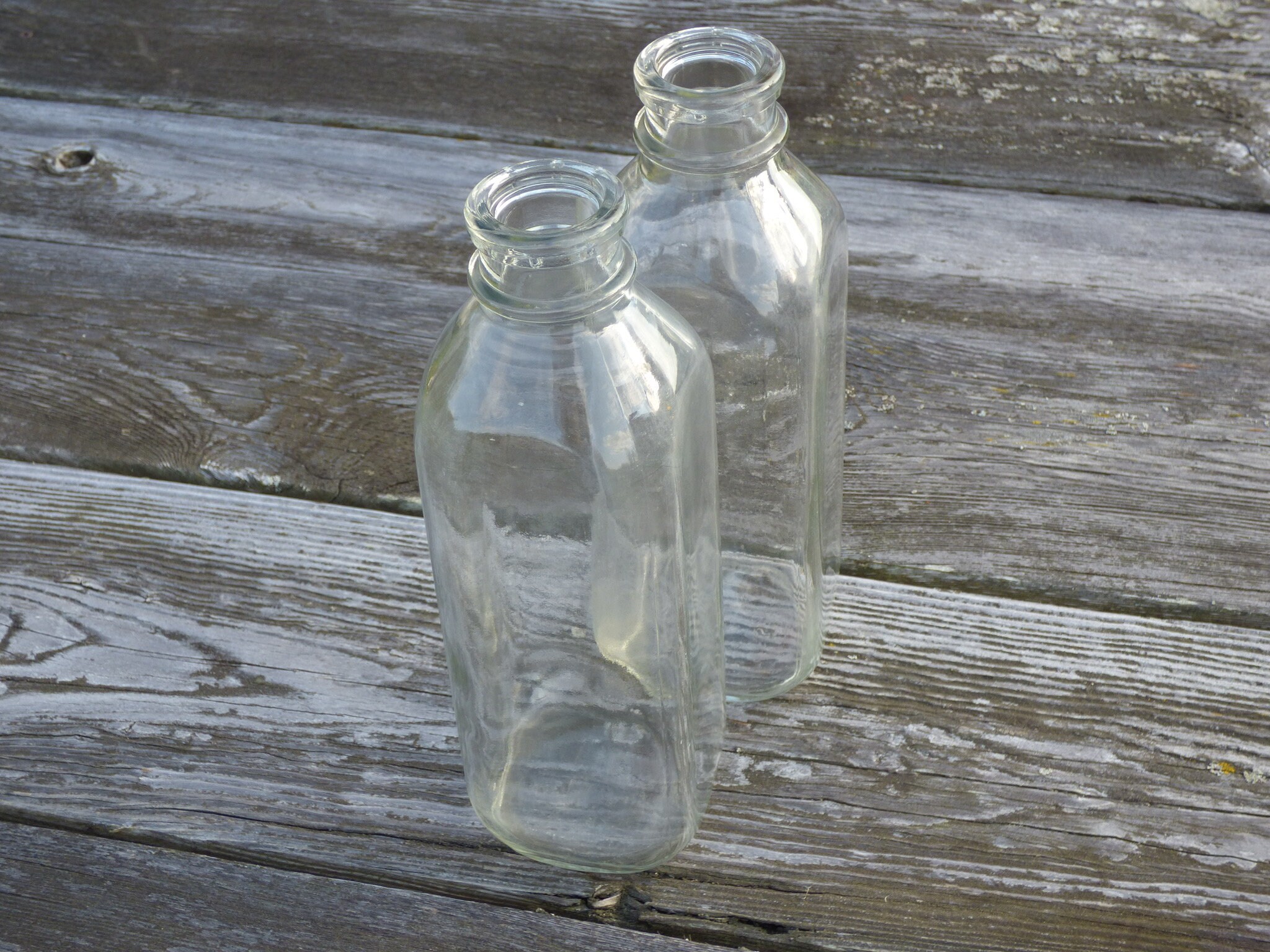 Pair of Old Glass Milk Bottles Etsy