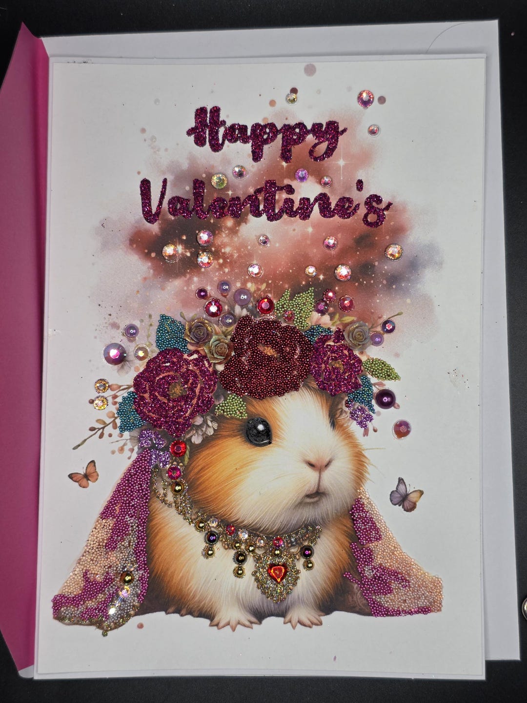 Valentines Card Cute Guinea Pig Glittered Greeting Card - Etsy