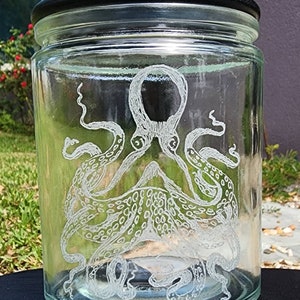 Glass Octopus small storage container with lid