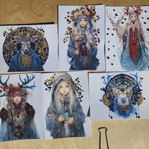 Fairy Winter Solstice Card Set Glittered Greeting Card
