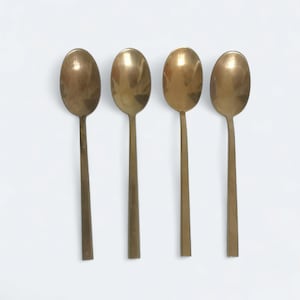 Sigvard Bernadotte brass Scanline cutlery flatware set of 4 tea spoons Denmark 60&#39;s