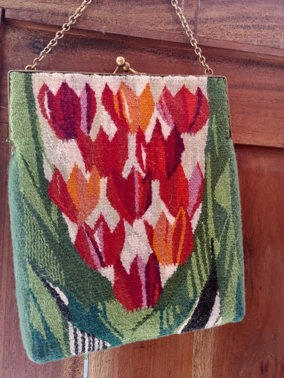Swedish flemish weaving flamsk 60's purse handbag… - image 4