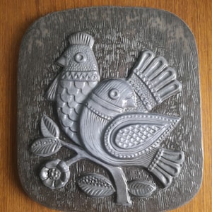 Irma Yourstone Upsala-Ekeby Szwecja ceramiczna tabliczka ścienna ptaki lata 70.