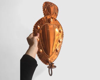 Large Swedish copper sconce candle holder 1985