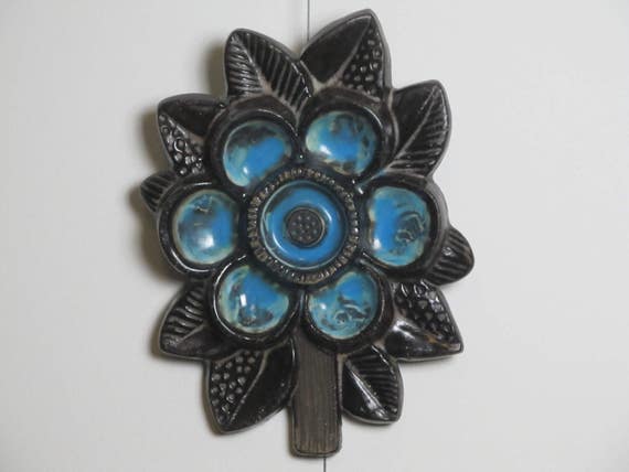 Upsala Ekeby Irma Yourstone Ceramic Blue Turquoise Wall Plaque 60 S Sweden