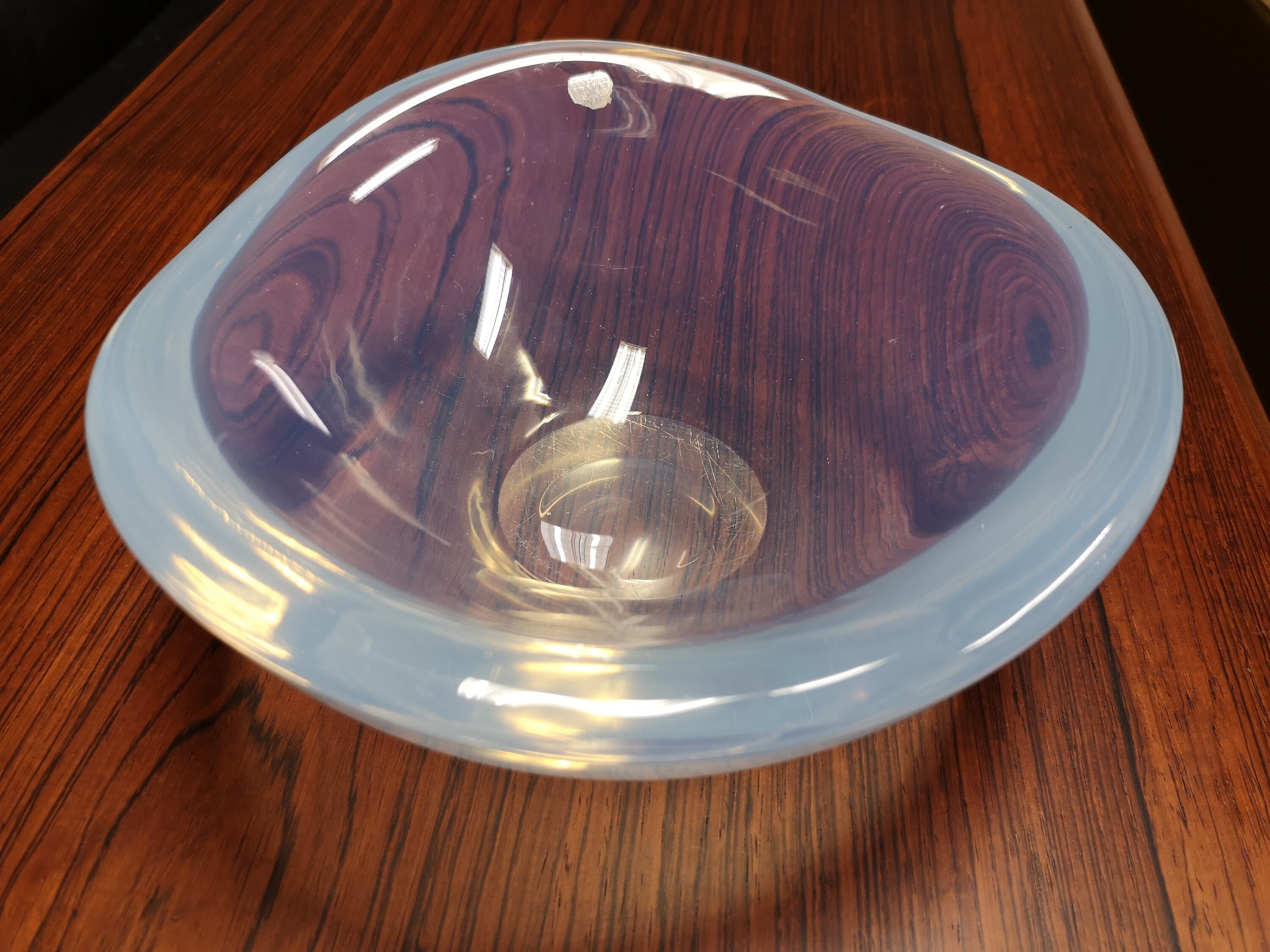 Orrefors Sweden Sven Palmqvist Selena opalescent opaline heavy glass bowl 50’s