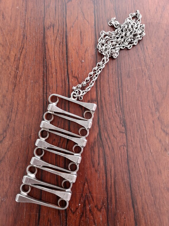 Swedish modernist brutalist pewter large pendant n