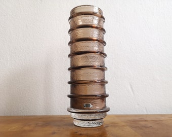 Smalandshyttan Sweden Josef Schott cylinder textured glass vase 60’s