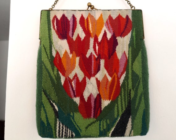 Swedish flemish weaving flamsk 60's purse handbag… - image 1