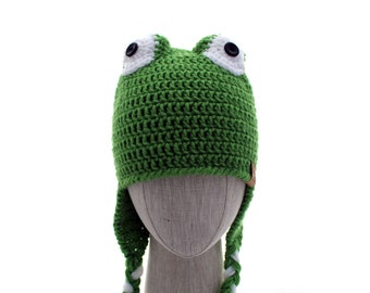 Crochet Hat Pattern - Frog Hat (Newborn through Large Adult Sizes)