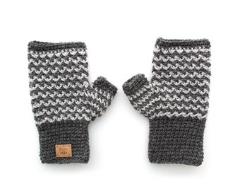 Crochet Fingerless Mittens Pattern - Becket Fingerless Mittens (2-4 yrs through Men's Large sizes)