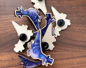 Fancy Pigeon Bird  - Quirky Animal Wooden Pin Badge - cute button