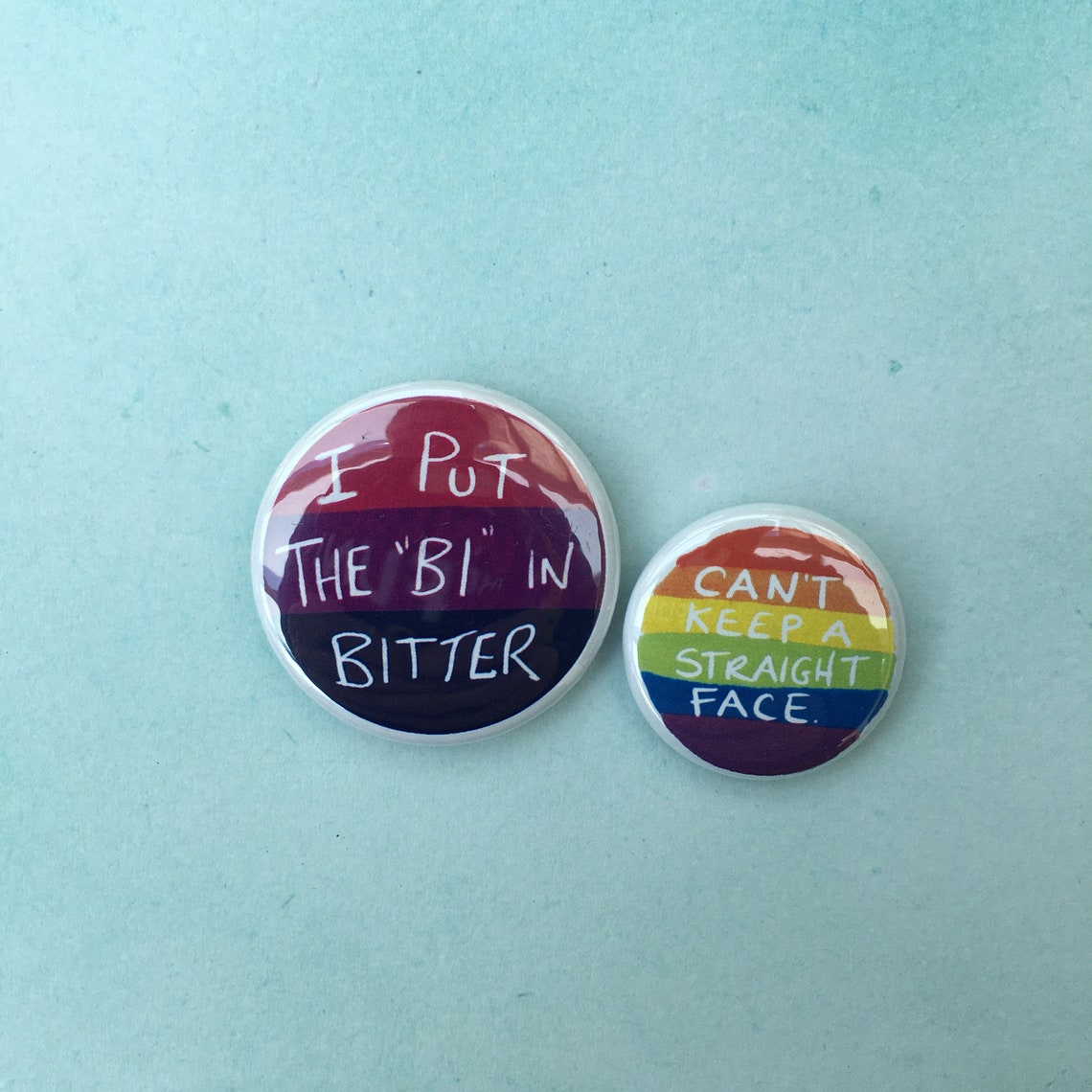 I Put The Bi In Bitter Funny Lgbt Bisexual Pin Badge Pride Etsy