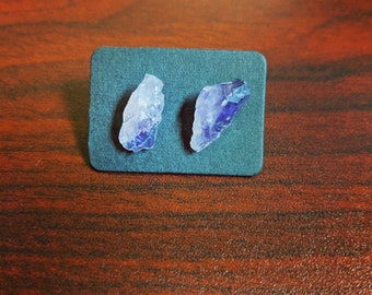 Infused Raw Amethyst Studs on Nickel Free posts