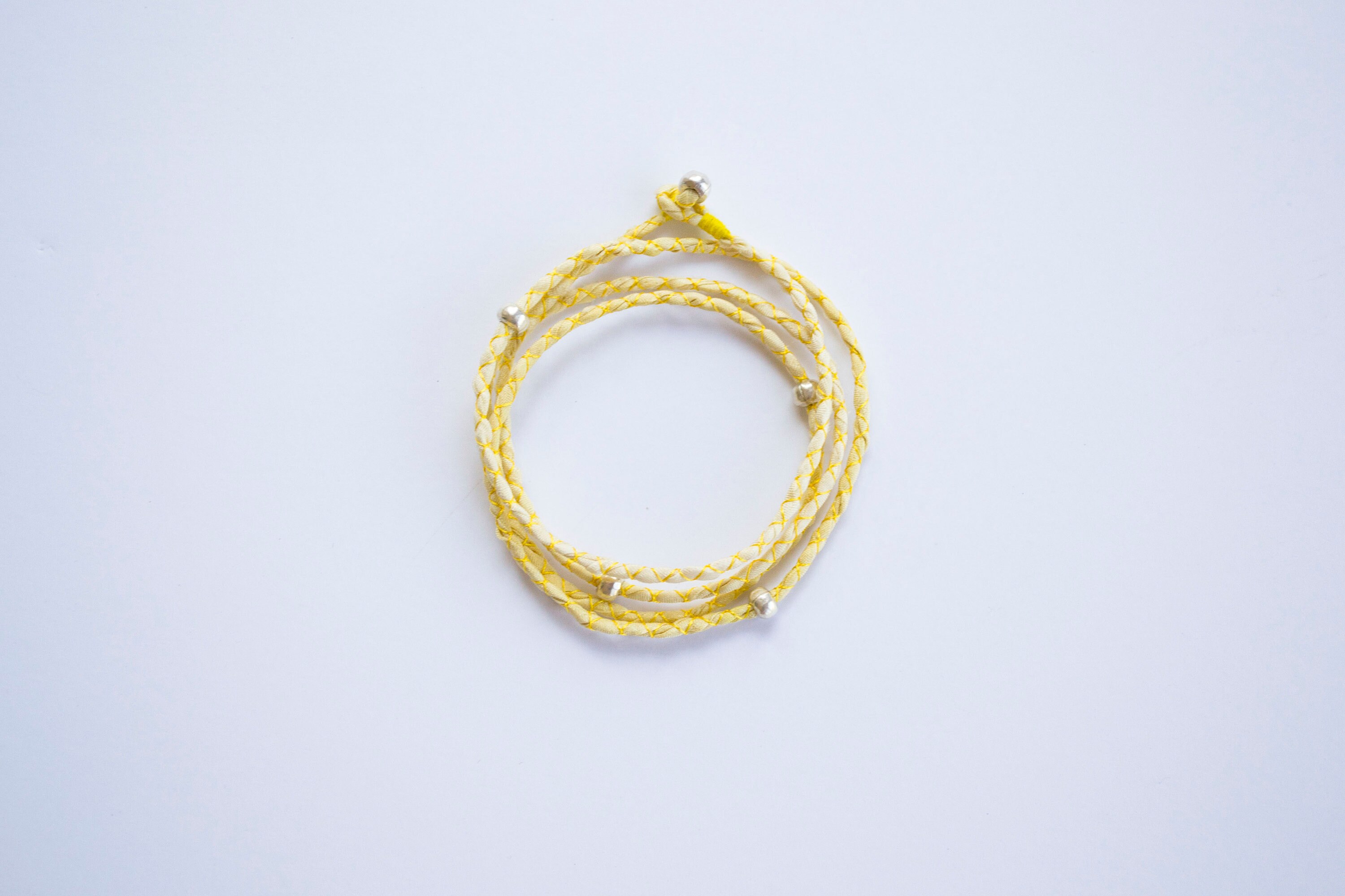 Yellow Wrap Bracelet With Sterling Silver Beads. Sterling Etsy