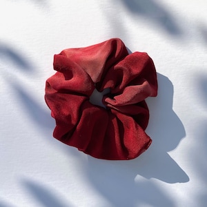 Jumbo Ruby Silk Scrunchie. Hand-dyed. Shibori. Silk Scrunchie. Large Scrunchie. Oversized Scrunchie. Red. Hair Accessory. No Waste.