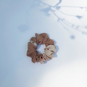 Everyday Toffee Silk Scrunchie. Hand-dyed. Shibori. Silk Scrunchie. Small Scrunchie. Hair Accessory. Zero Waste. Sustainable Fashion. Brown.