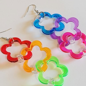 Flower kandi earrings, beaded earrings,rave earrings,festival earrings,hippie earrings,rave accessories,festival accessories,daisy bead,edc