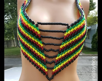 Sexy Rasta kandi top,kandi bra, rave bra,rave outfit,Jamaica outfit,cruise outfit,cruise top,beaded clothing,beaded top,beaded shirt