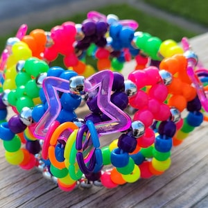 Xbase charm kandi cuff, kandi bracelet, kandi kid,rave kandi,kawaii bracelet,rainbow bracelet,charm bracelet,neon bracelet,rave gift,edc