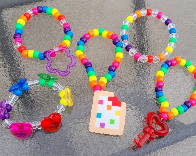 Fun Rainbow Kandi Bracelets,kidcore Bracelets,kandi Singles,rave