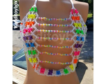 Super Sexy Rainbow Kandi Top, Festival Rave Club Top