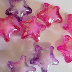 Chunky iridescent star beads, kandi supplies,kawaii beads, kandi making supplies,pastel star beads,neon beads,uv beads,star charms,kandi