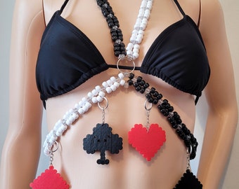 Queen kandi harness,rave outfit,rave harness,playing card outfit,rave clothing,rave clothes,festival outfit,queen costume,heart costume