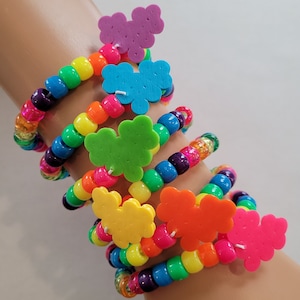 6 Rainbow heart kandi bracelets,kandi singles,rave bracelets,rave kandi,rave outfit,edc kandi,edc outfit,kandi kid,kawaii bracelets,plur image 1