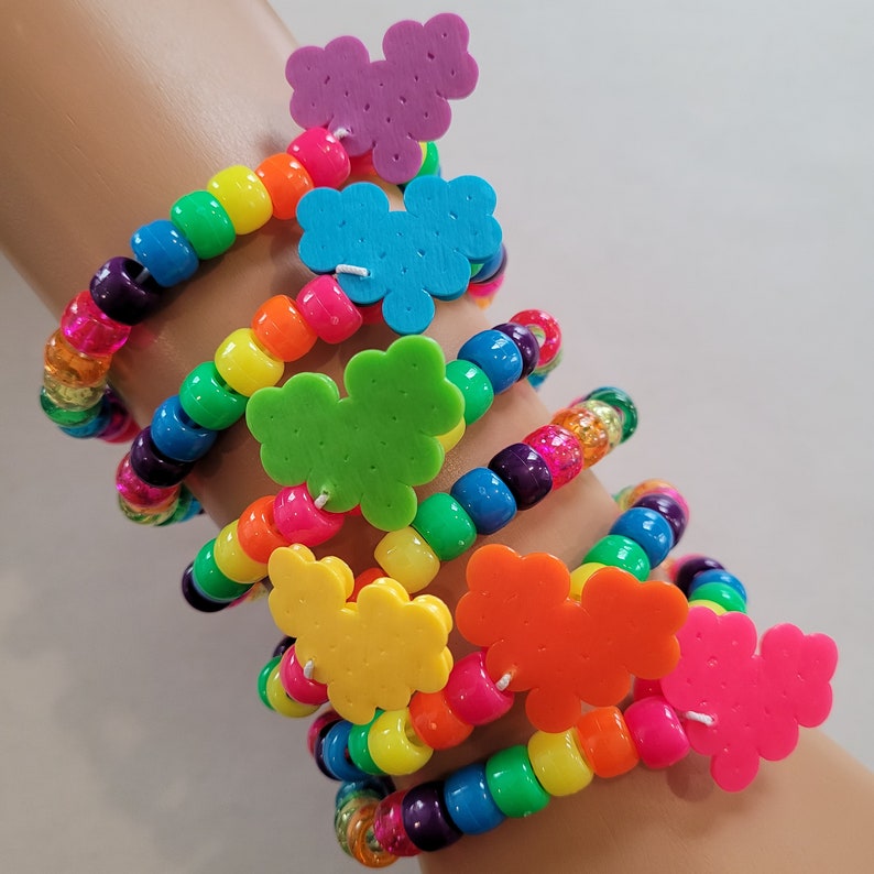 6 Rainbow heart kandi bracelets,kandi singles,rave bracelets,rave kandi,rave outfit,edc kandi,edc outfit,kandi kid,kawaii bracelets,plur image 1