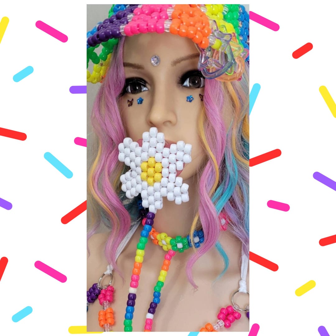 Flower Kandi Choker: Rainbow Daisy Rave Necklace - Etsy