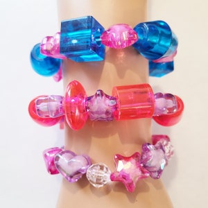 3 Speciality kandi bracelet set,chunky beads,kandi singles,rave bracelets,edc kandi,plur,kandi kid,oldschool rave kandi,edm festival,kawaii