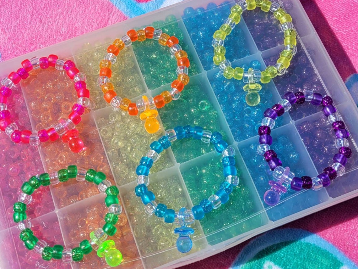 UV rave baby kandi bracelet setglitter braceletskandi Etsy