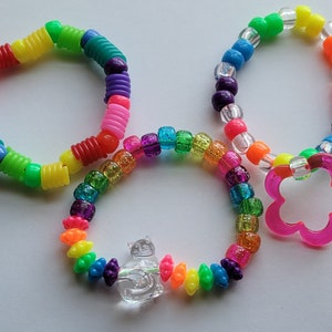 Jumbo Rainbow Kandi Braceletsglitter Braceletskandi - Etsy