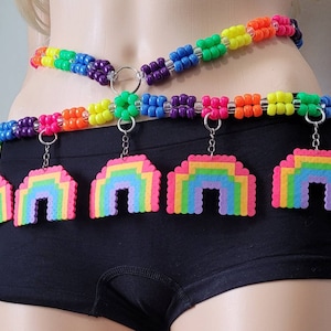 Rainbow kandi belt,rainbow belt,rave belt,rave bottoms,festival belt,pride belt,rainbow outfit,edc outfit,edc kandi,beaded belt,pride outfit