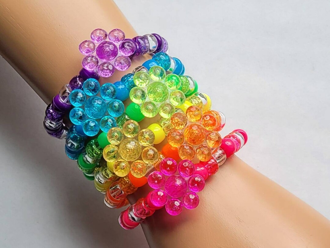 UV Flower Kandi Bracelets,glitter Bracelets,kandi Singles,rave