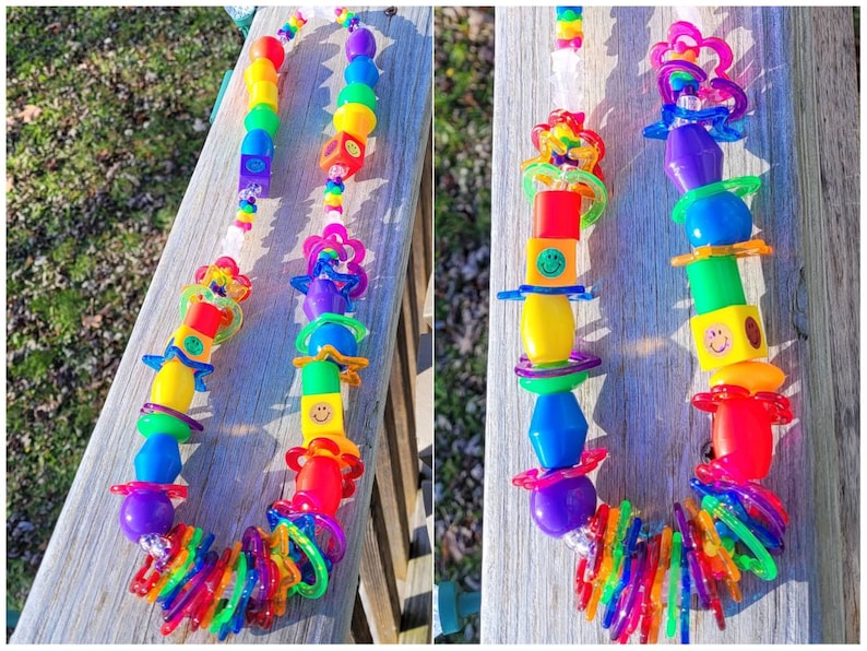 Rainbow Phat Kandi Necklace: 90s Rave Charms, Kidcore Jewelry image 9