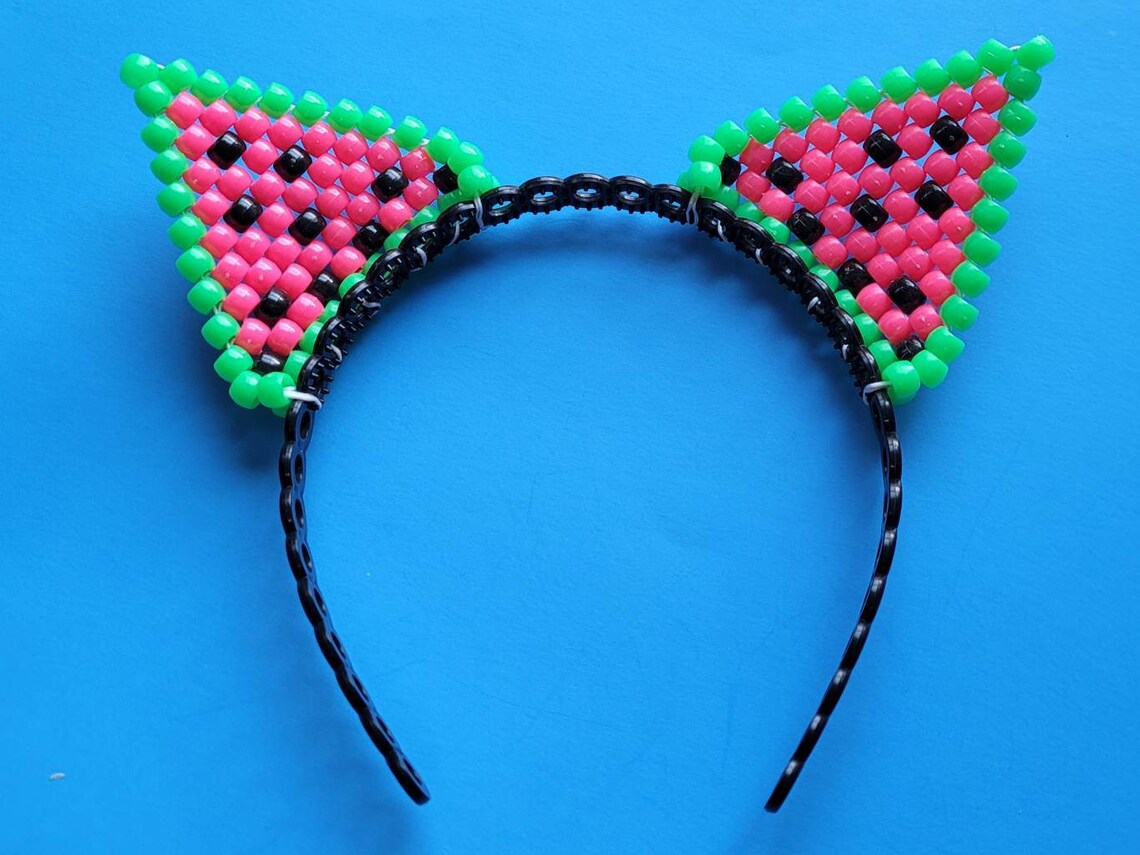 Rainbow Kandi Cat Earskitty Earscat Ear Headbandrave Etsy