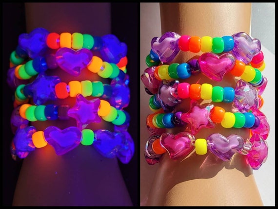 Trippy Rainbow Kandi Necklaces,uv Necklace,star Necklace,alien