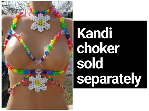 Black and Pink Kandi Daisy Chain Choker EDM kandi rave goth jewelry