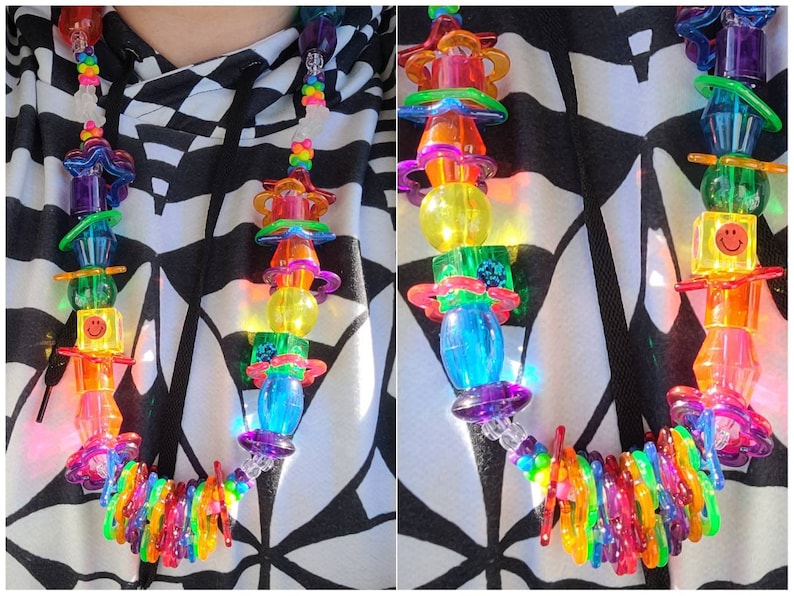 Rainbow Phat Kandi Necklace: 90s Rave Charms, Kidcore Jewelry image 7