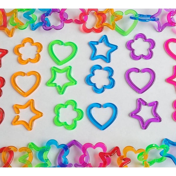 90s style star charm/links, plastic star links,plastic star clips,plastic star charms,hat clips,visor clips, 90s charms,90s jewelry