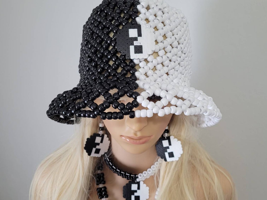 Yin Yang Kandi Bucket Hat,rave Hat,rave Bucket Hat,festival Bucket Hat,90s Bucket Hat,hippie