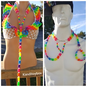 Made to order Rave kandi leash,kandi harness,rave outfit kandi necklace,pride,gay pride,adult leash,kandi choker,edc kandi,kandi cuff,choker
