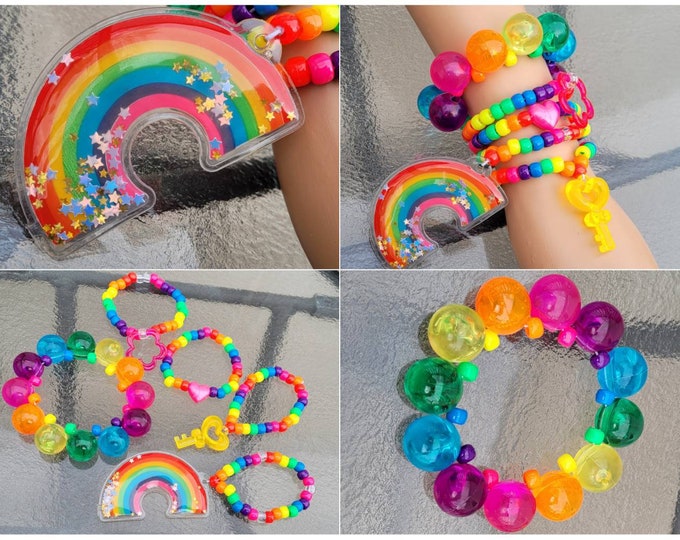 Star Rainbow Kandi Bracelets,glitter Bracelets,kandi Singles,rave