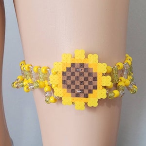 Sunflower kandi garter,edc kandi,edc wedding,rave wedding,rave outfit,edc outfit,sunflower outfit,kandi outfit, festival kandi,rave gear